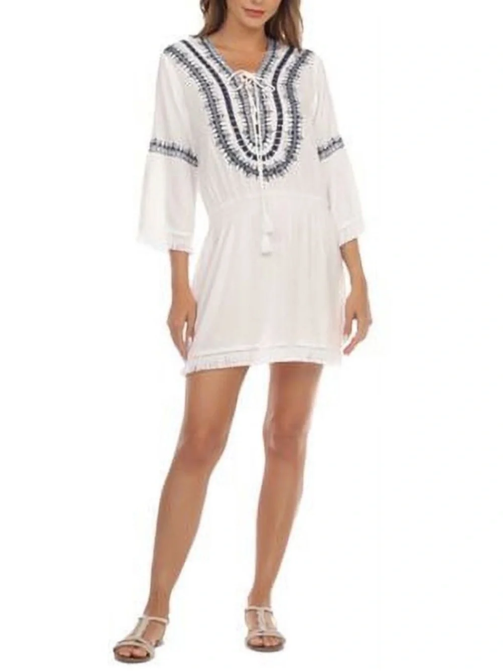 NWOT Raviya Women's Embroidered Tie-Neck Dress Beach  Cover-Up